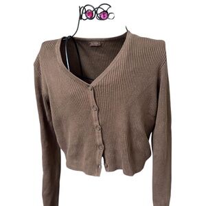 John Galt brown button down long sleeve